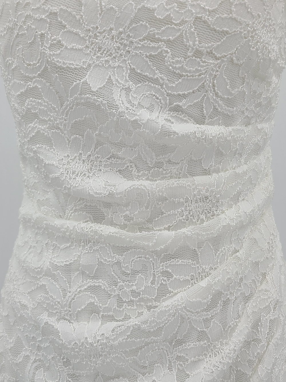 David's Bridal Studio White Lace One-Shoulder Wedding Dress - Picture 7 of 16